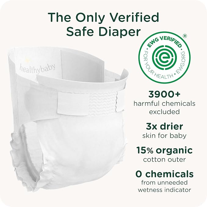 Our Diapers | EWG Verified Safe & Plant-Based Diapers | Leak Protection | Soft Organic Cotton Shell | Chlorine-Free Diaper for Sensitive Skin | Size 1 (7-14 lbs) 42 Count