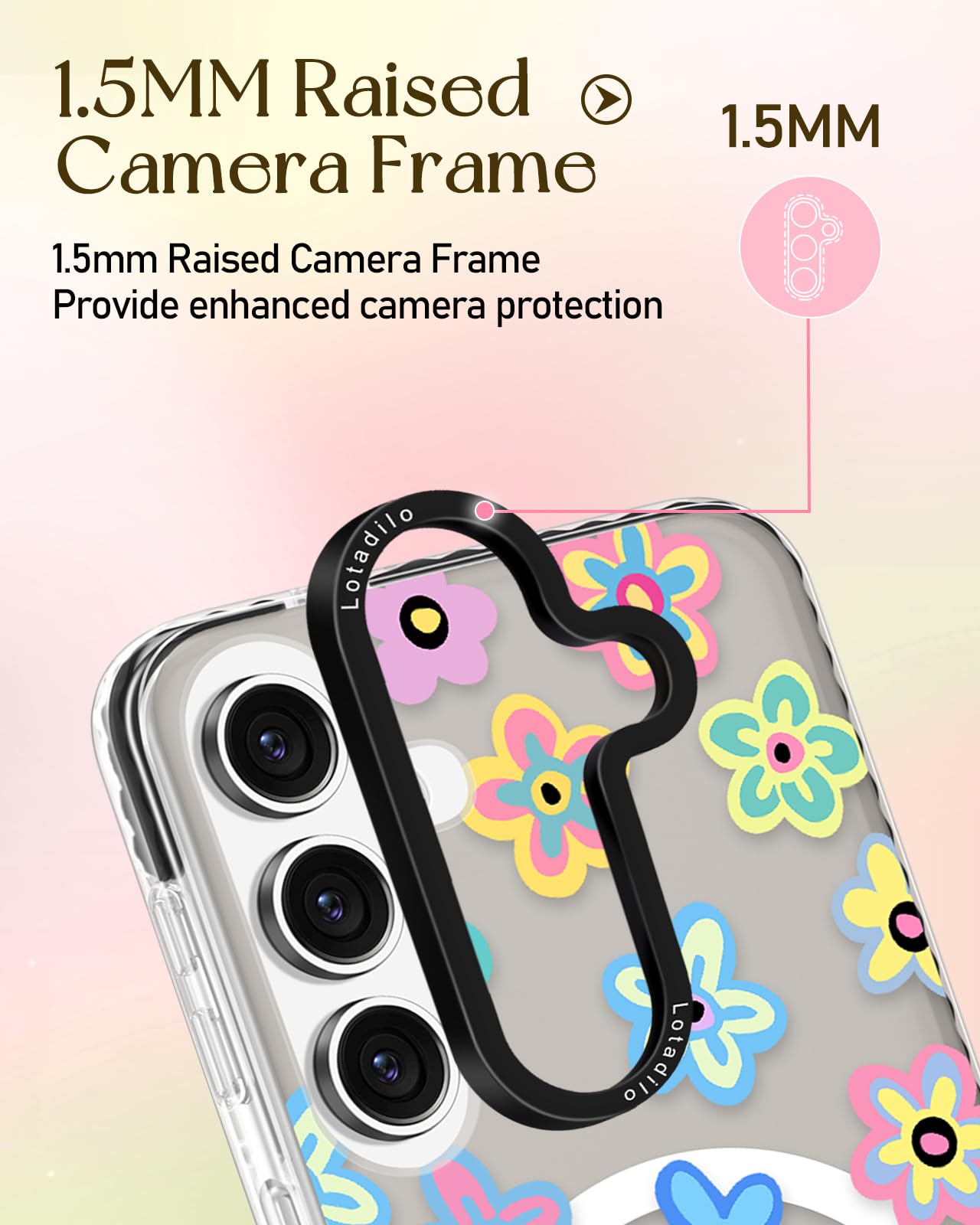 Lotadilo For Samsung Galaxy A15 5G Case For Women - Girls Cute Design Compatible With Magsafe Magnetic Ring Holder Stand Spring