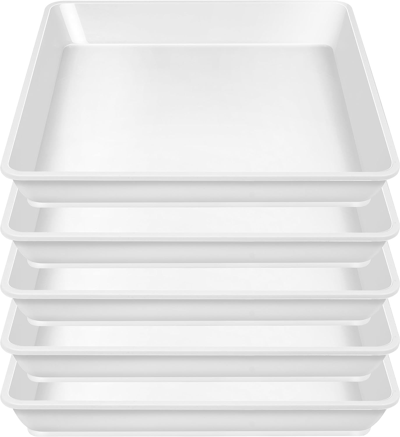 5 Pack Square Plant Saucer 12 Inch, Plastic Plant Water Dray Tray, Flower Pot Saucers, Square Planters for Indoors and Outdoors，Plants Saucer for Plant Pots.