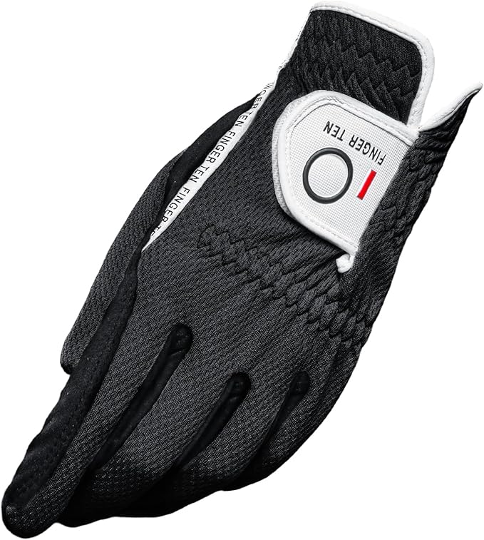 FINGER TEN Men’s Golf Glove Left Hand Right Handed Golfer Rain Grip 1 Pack, Durable Fit for Hot Wet All Weather Small Medi...