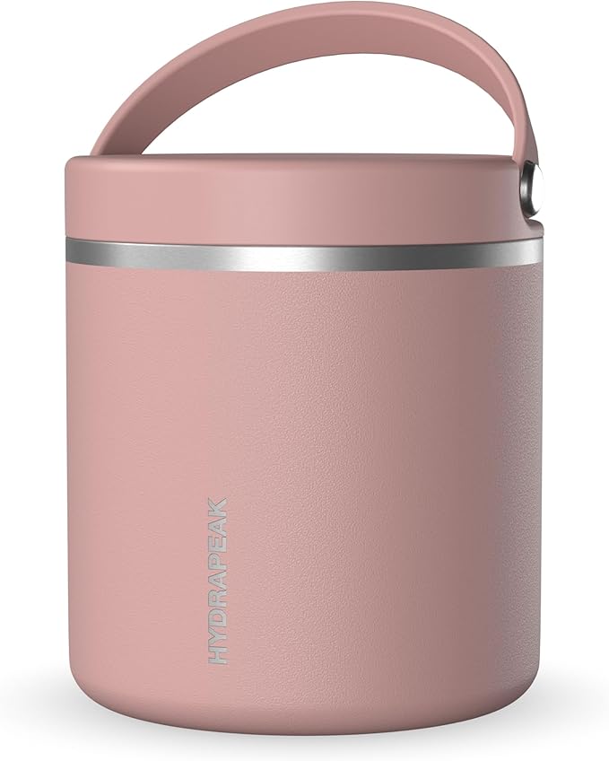 Hydrapeak 25oz Stainless Steel Vacuum Insulated Food Jar for Hot Food and Cold Food, Wide Mouth Leak-Proof Soup Jar for Adults, 10 Hours Hot and 16 Hours Cold (Rosewood)