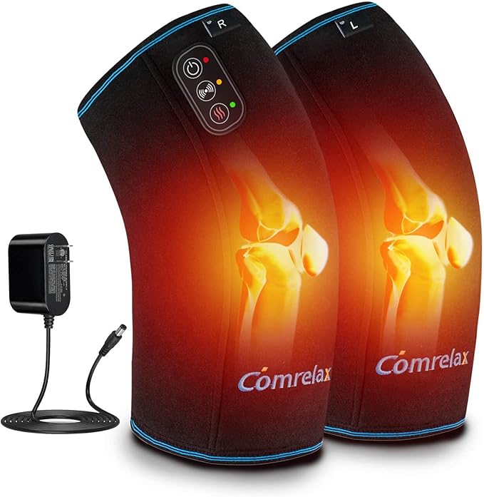 comrelax Knee Massager with Heat & Vibration, Heating Pad for Knee Pain Relief, Heating Pad for Leg Pain, Leg Massager, 3 ...