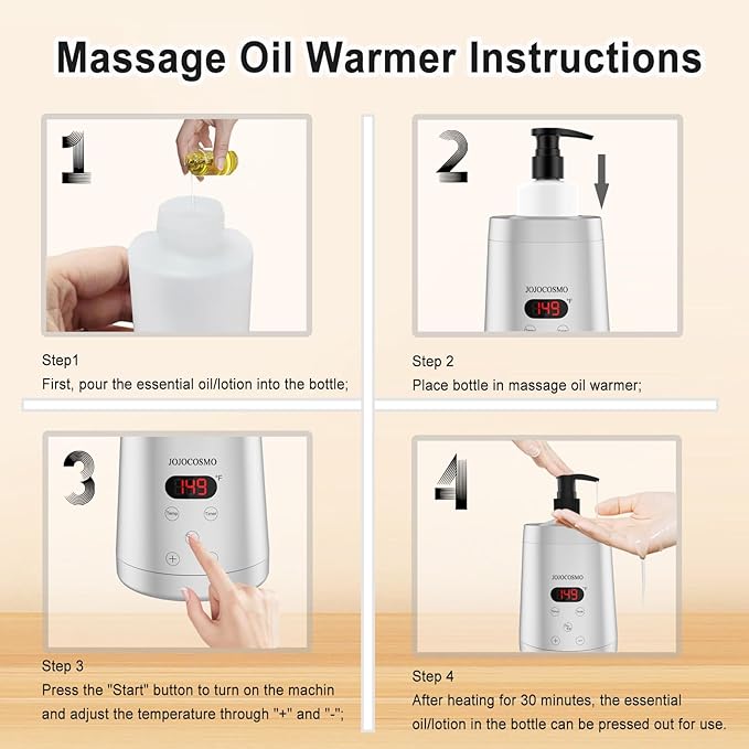 Massage Oil Warmer Heater with Two Bottles Dispenser, Digital Lotion Warmer, Oil Warmer Dispenser, Automatic Massage Oil Heater for SPA, Salon, Home (silver)