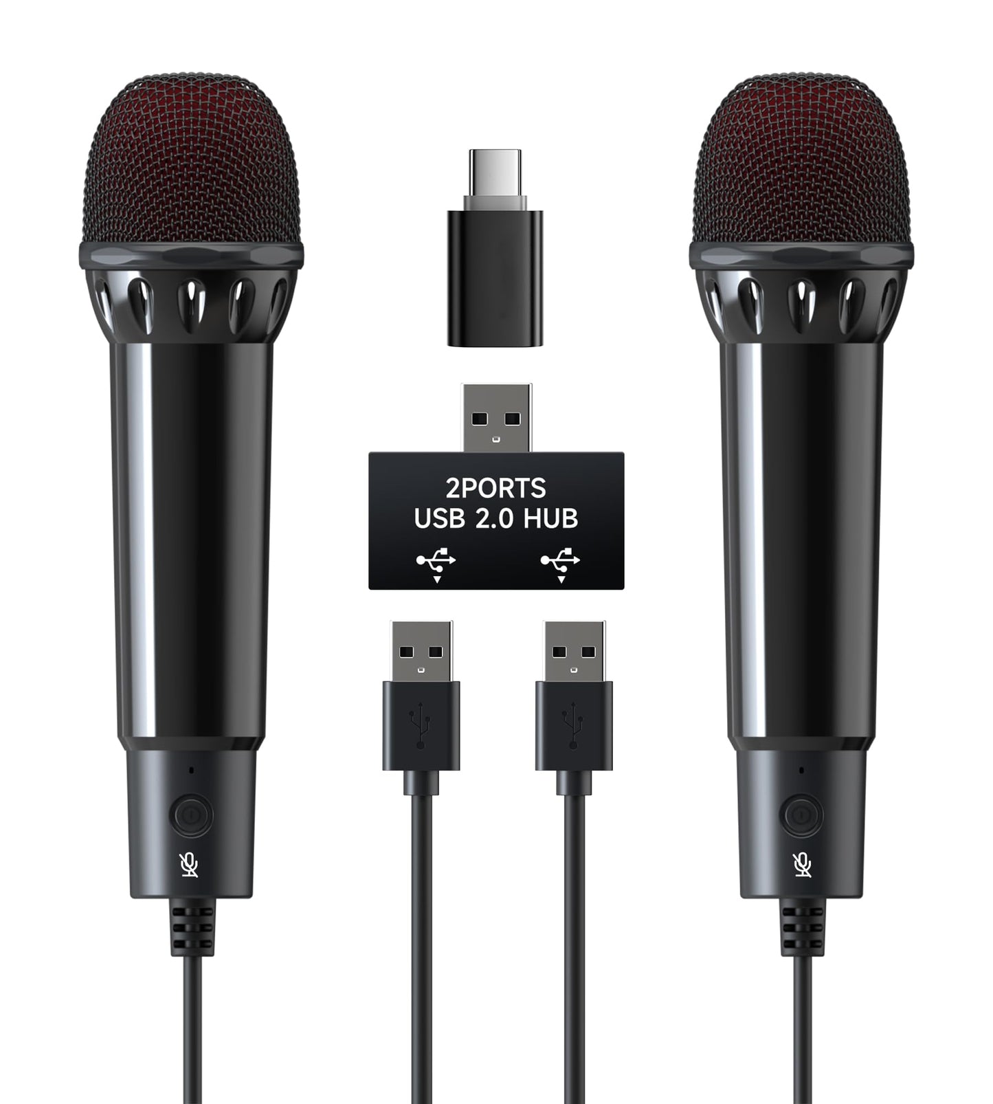 Echomussy 2Pcs 10Ft Wired Usb Microphone For Switch 2&1 Gaming/Ps5/Ps4/Xboxone/Pc Gaming, Plug And Play, One Button Mute, Dual K
