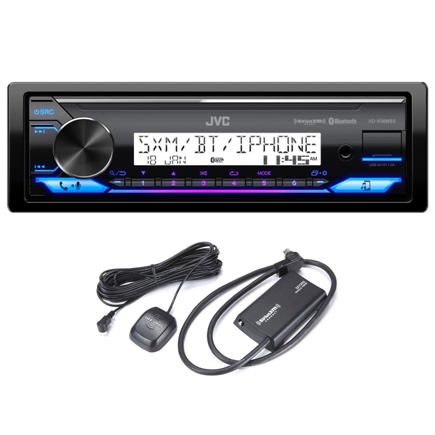 Jvc Kd-X38Mbs Marine/Powersports Radio Receiver Bundled With Sxv300M1 Satellite Radio Receiver With Marine/Rv Antenna