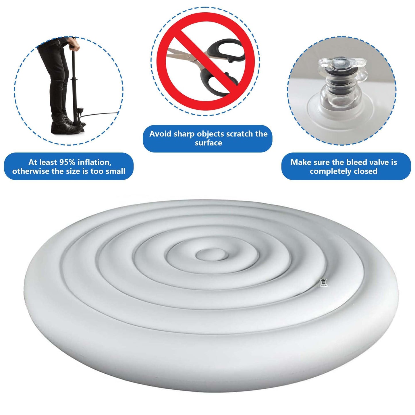 Tlswshsy 5.4 Ft Inflatable Hot Tub Cover- Energy Saving Lid for Round Hot Tub- Foldable Protective Rain Overflow Cover for Outdoor Inflatable Hot Tubs