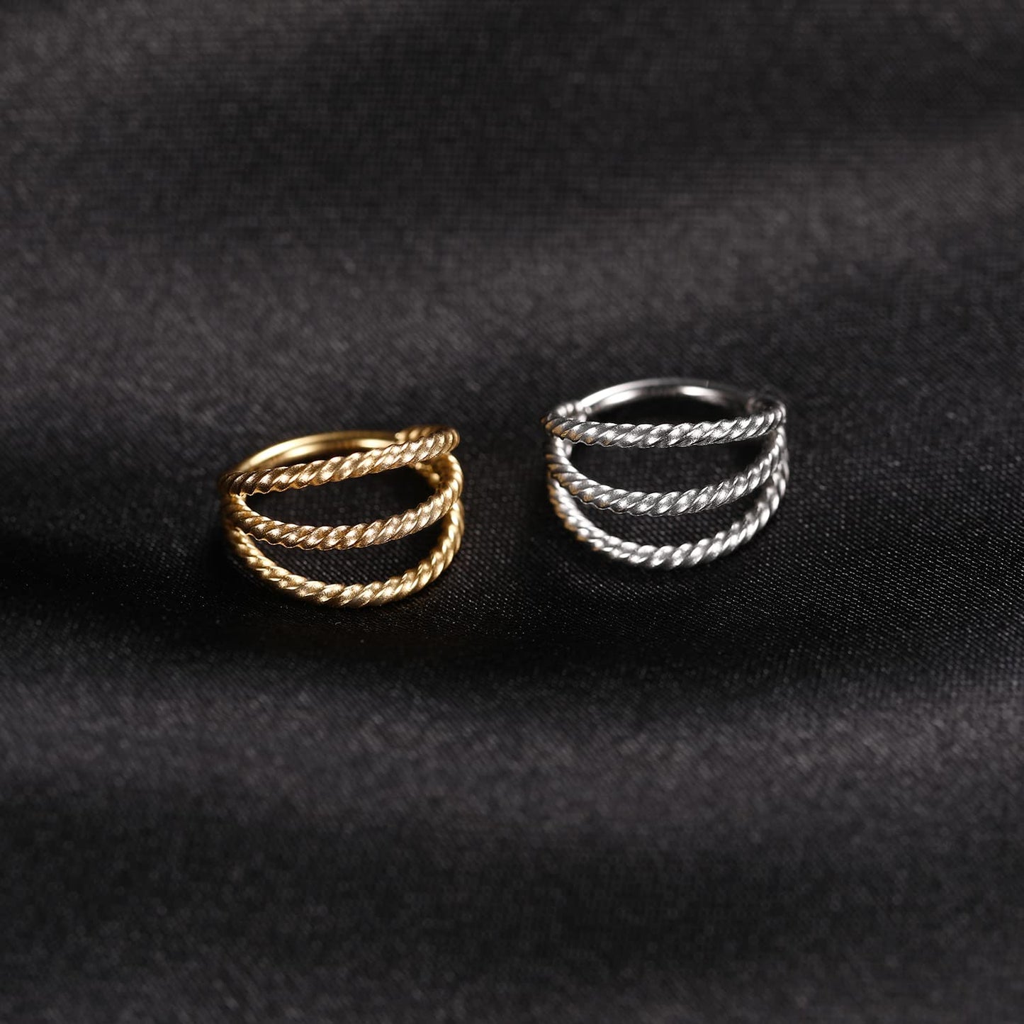 Triple Open Stacked Conch Hoop Earrings 16G Helix Earrings Surgical Steel Septum Nose Rings Hoop 8mm Micro Lobe Earrings Twisted