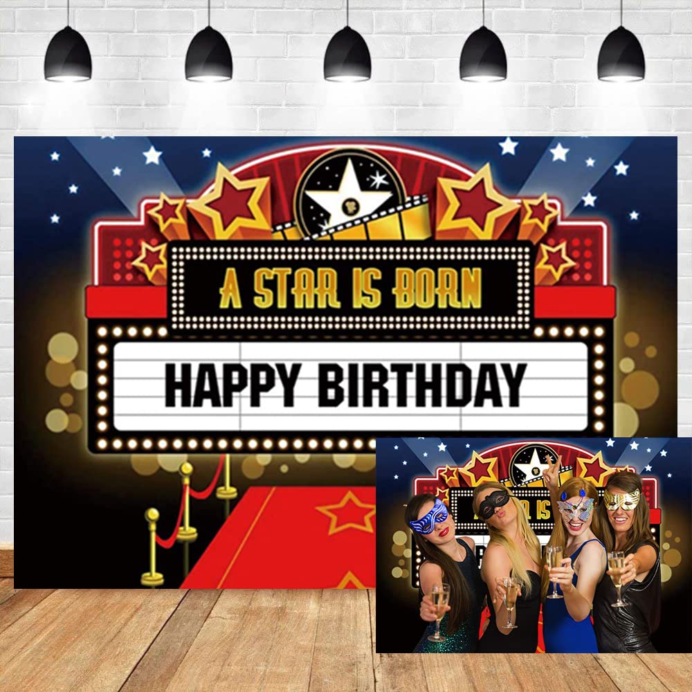 Oerju 6X4Ft Movie A Star Is Born Photography Backdrop Shinny Red Carpet Awards Night Ceremony Photo Booth Background Event Decor