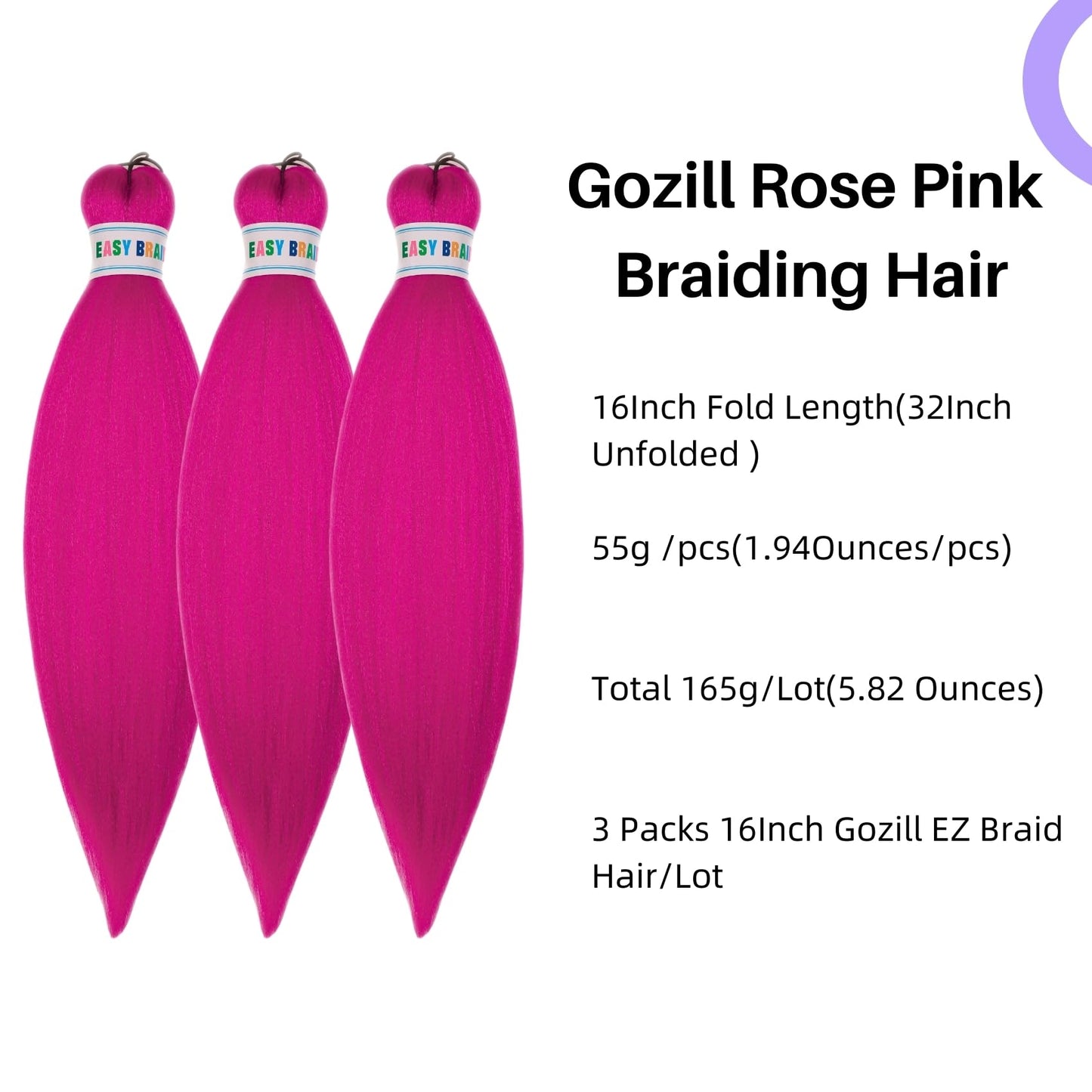 Kids Braiding Hair Pre Stretched Hot Pink 16 Inch Short Synthetic Box Braids Hair for Braiding