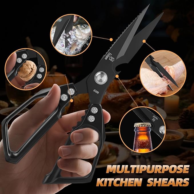 Kitchen Shears for Food - Professional Stainless Steel Japanese Kitchen Scissors for Chicken Bones, Fish, Turkey, Herbs, and Meat – Heavy Duty and Dishwasher Safe