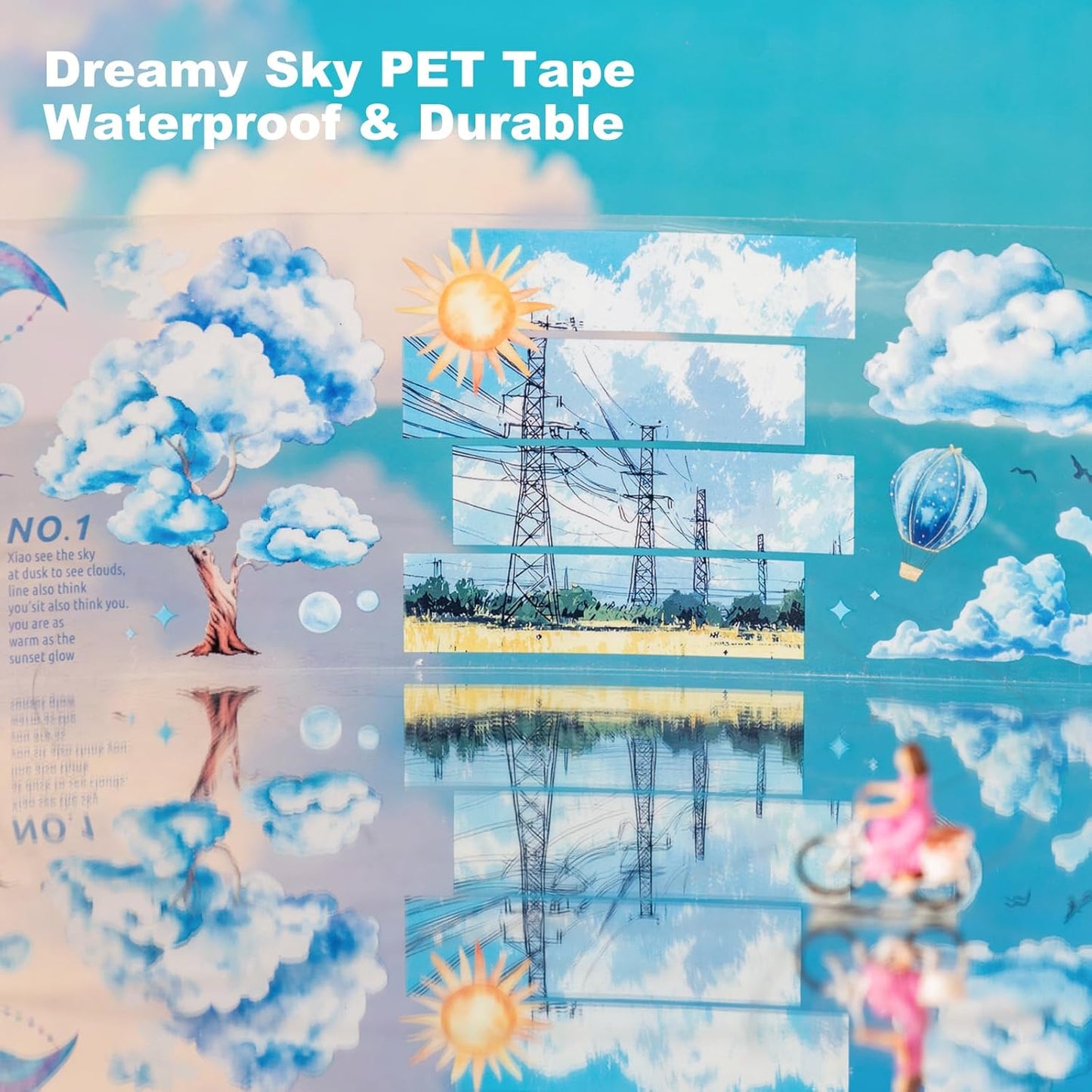 Sky Series PET Tape Sticker Set 6 Rolls Featuring Thunderstorm Starry Night Sunset and Foggy Cloud Designs for Scrapbooking Journaling Planner Decoration and DIY Craft