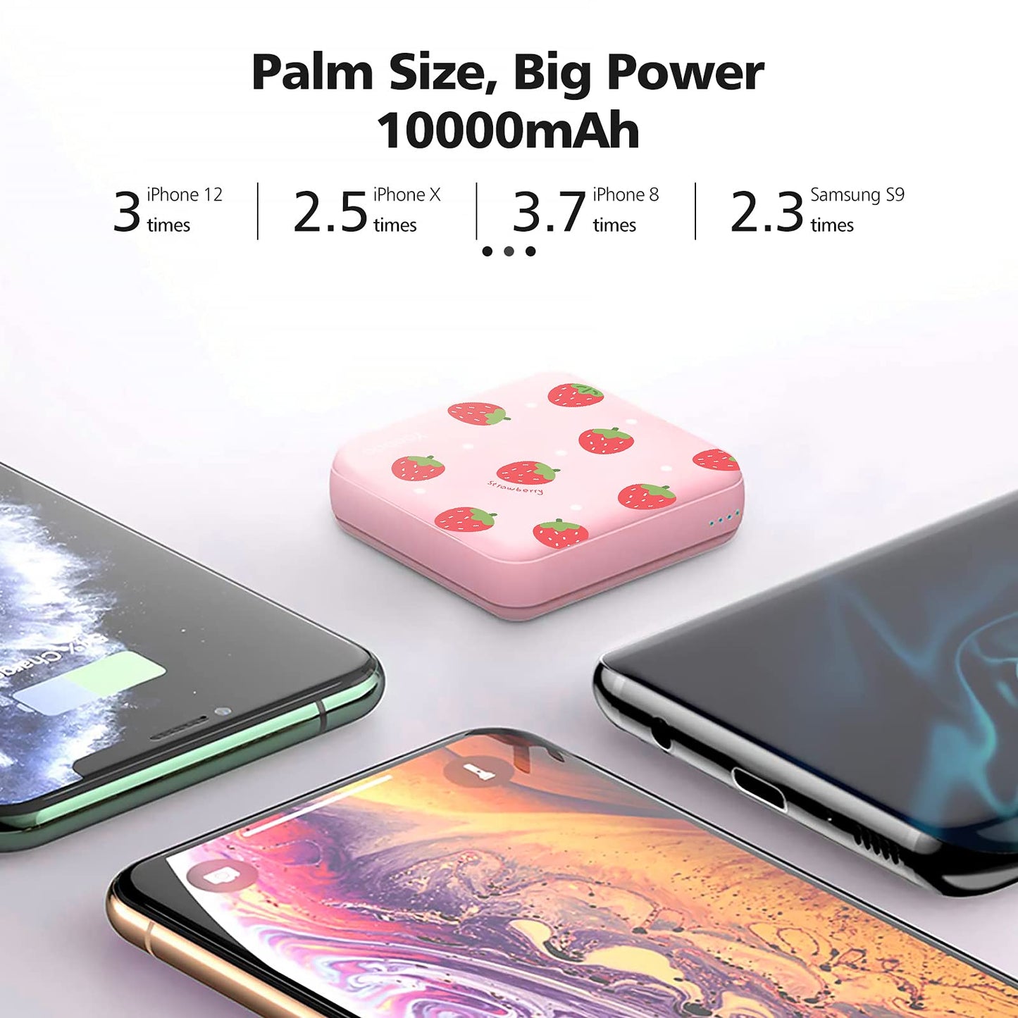Yoobao Portable Charger 10000Mah, Cute Power Bank Usb-C For Girls Travel, 2 Outputs & 2 Inputs (5V/2.1A), Mini Phone Battery Pac