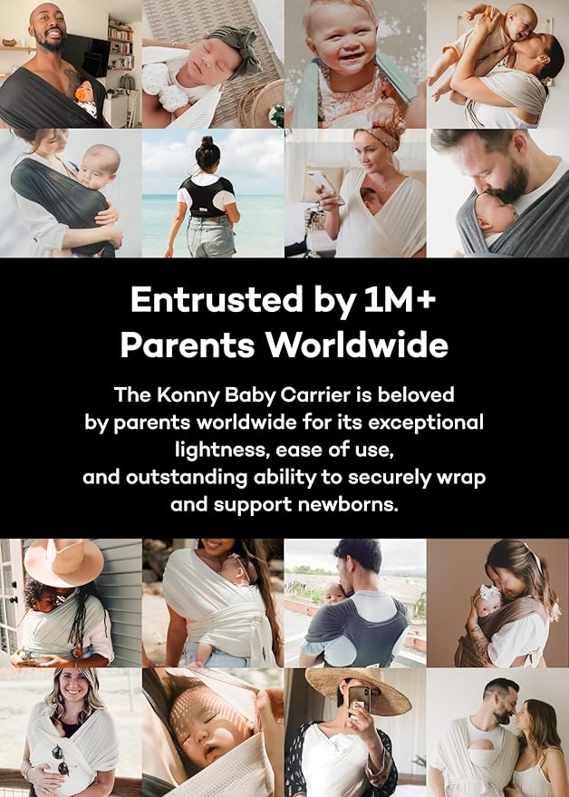 Konny Baby Carrier Flex AirMesh with Head Support- Adjustable, Easy to Wear Baby Wrap Sling, Perfect for Newborn Babies Essentials up to 44 lbs (M-4XL) -Wood Rose