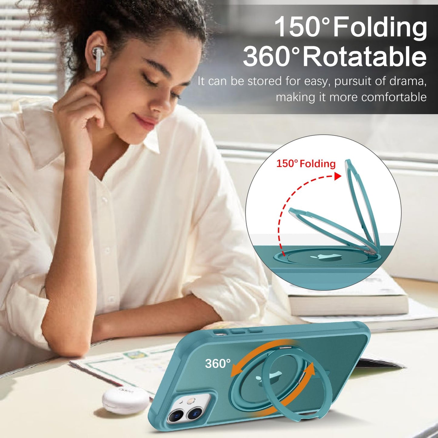 Bentoben For Iphone 11 Phone Case, Iphone 11 Magnetic Case [Compatible With Magsafe] Rotatable Ring Holder Kickstand Design Shoc