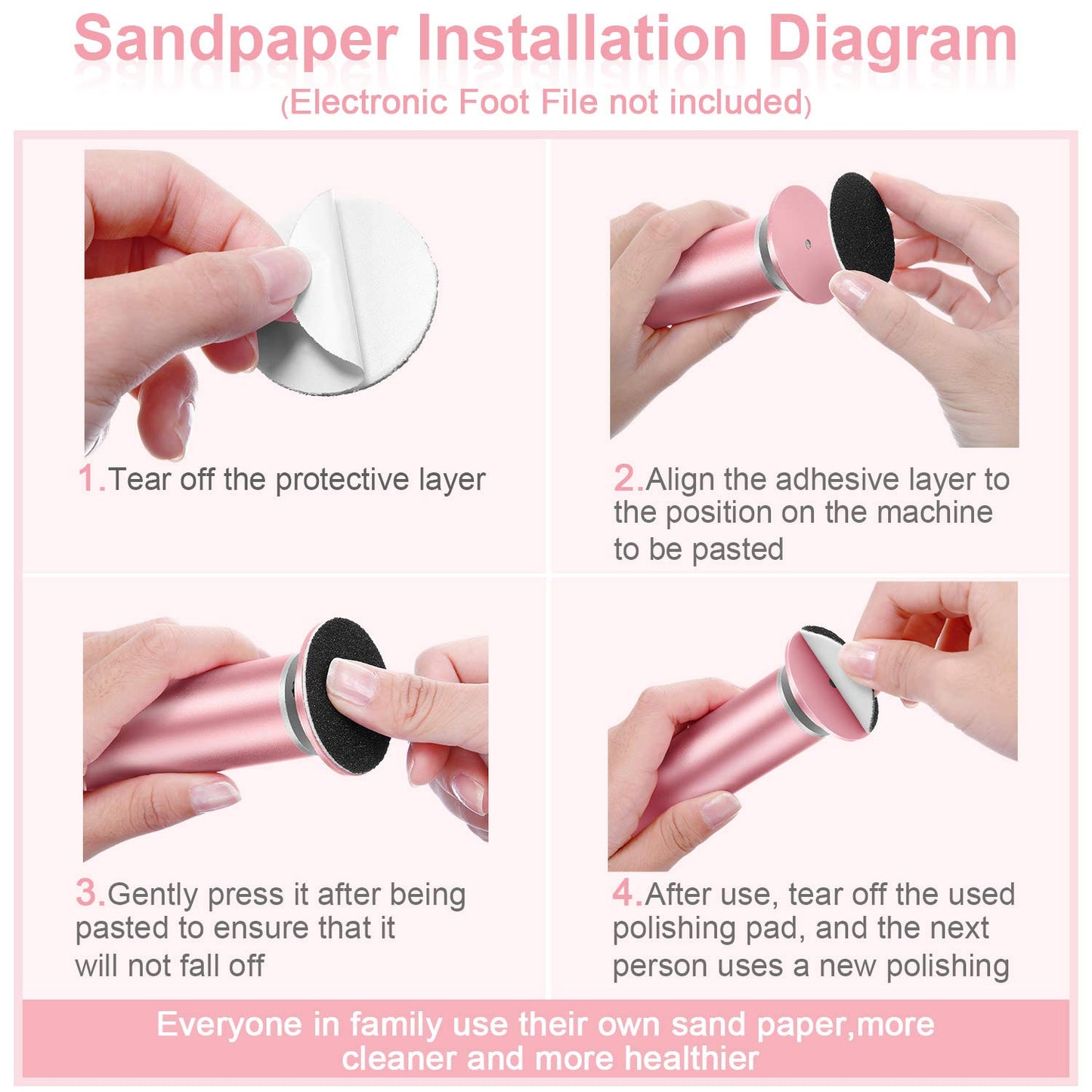 120 Pieces Replacement Sandpaper Discs for Electric Foot File Adjustable Speed Callus Remover Tool Sandpaper Pad Disks Replaceab
