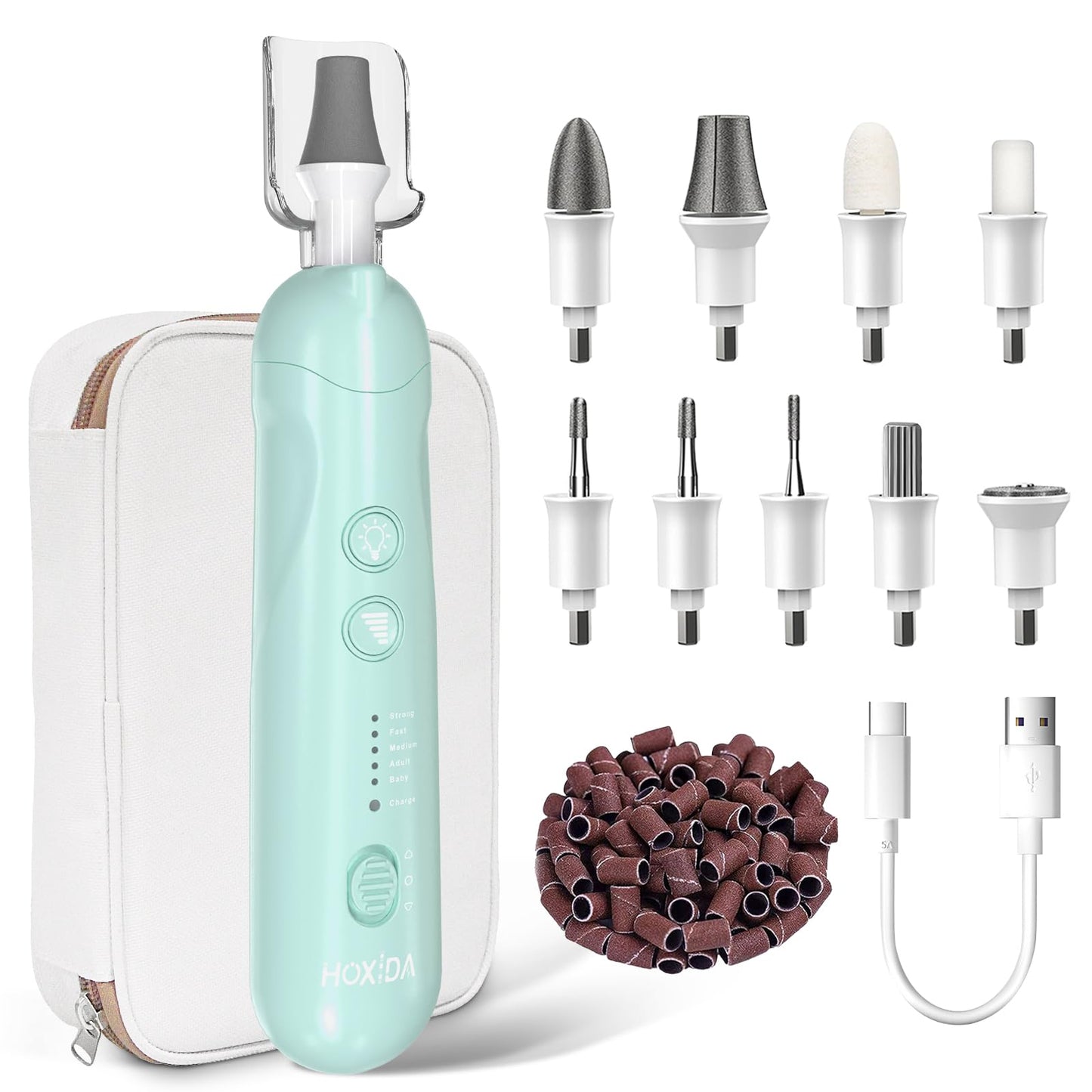Manicure Pedicure Kit for Women, Professional Nail Grinder for Senior Thick Toenail, Cordless Electric Nail File, 5 Speeds Pedic