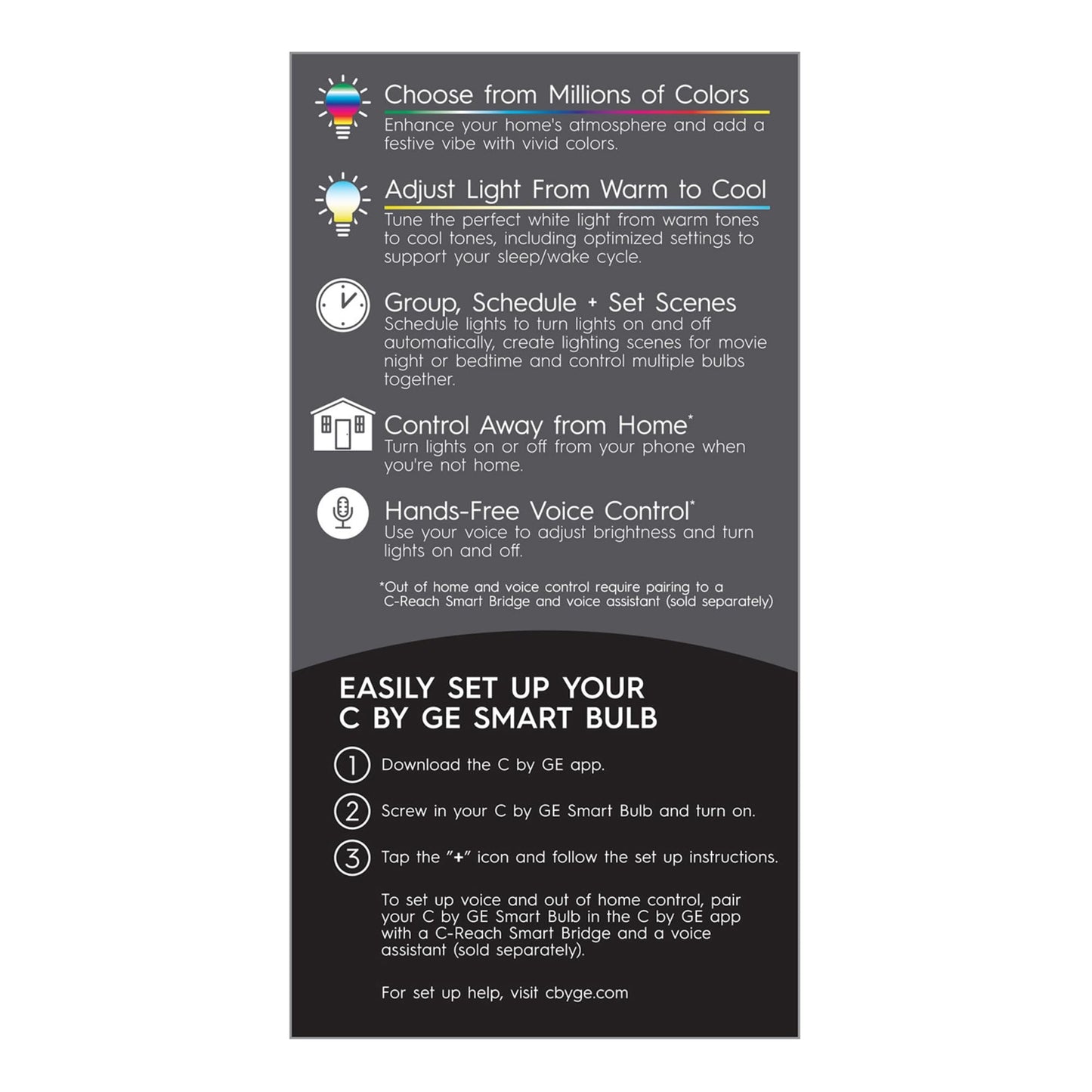 GE Lighting Smart LED Light Bulbs, Bluetooth, Alexa & Google Assistant Compatible, 2 Count Pack, Full Color, Model CLEDA1911C2/ST-2P