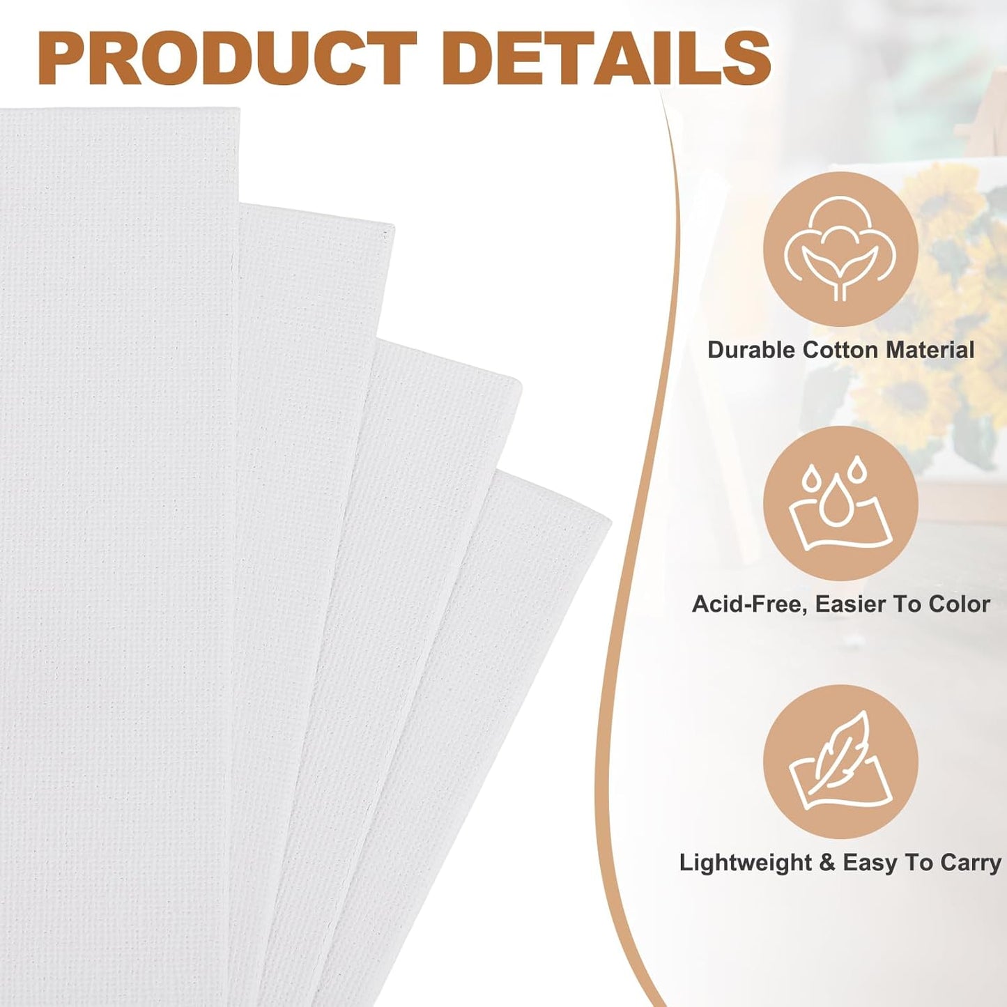 MECCANIXITY Canvas Boards for Painting, 5x7 Cotton Blank Primed Art Canvas Panels Acid-Free for Painting Supplies Oil Acrylic Tempera Watercolor Pouring Paint Artists(White, Pack of 10)