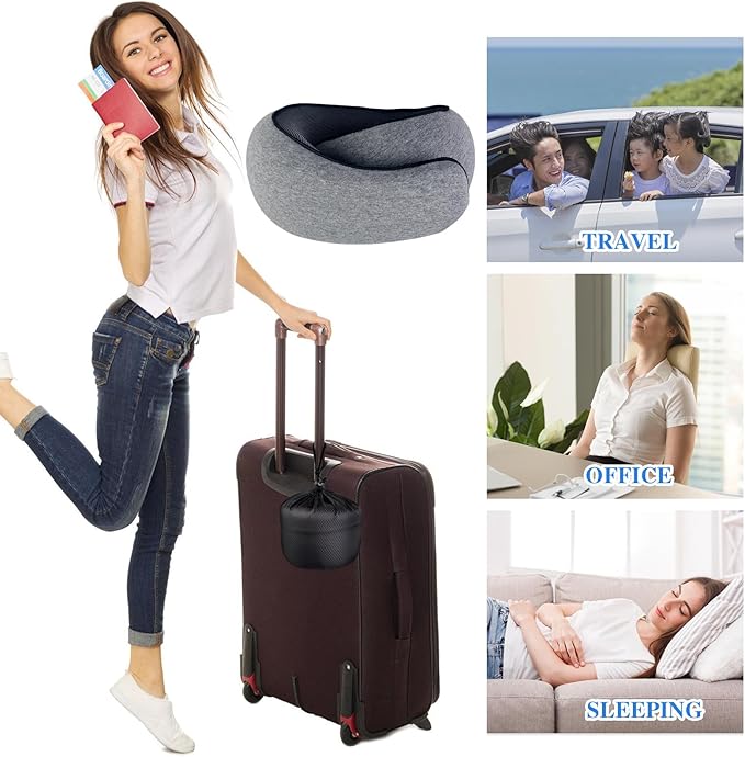 Travel Pillow, Neck Pillow, Neck Pillow for Traveling, 360° Travel Neck Pillows for Airplanes, Memory Foam Airplane Pillow, Soft Airplane Neck Pillow Stowable Travel Pillows for Airplanes