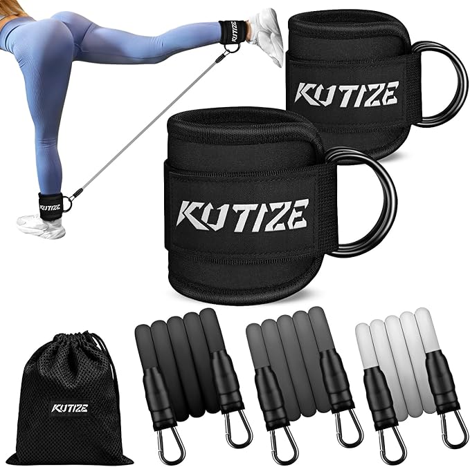 KUTIZE Ankle Resistance Bands with Cuffs for Women & Men - 3-Level Adjustable Leg & Glute Workout Equipment, Portable Home...