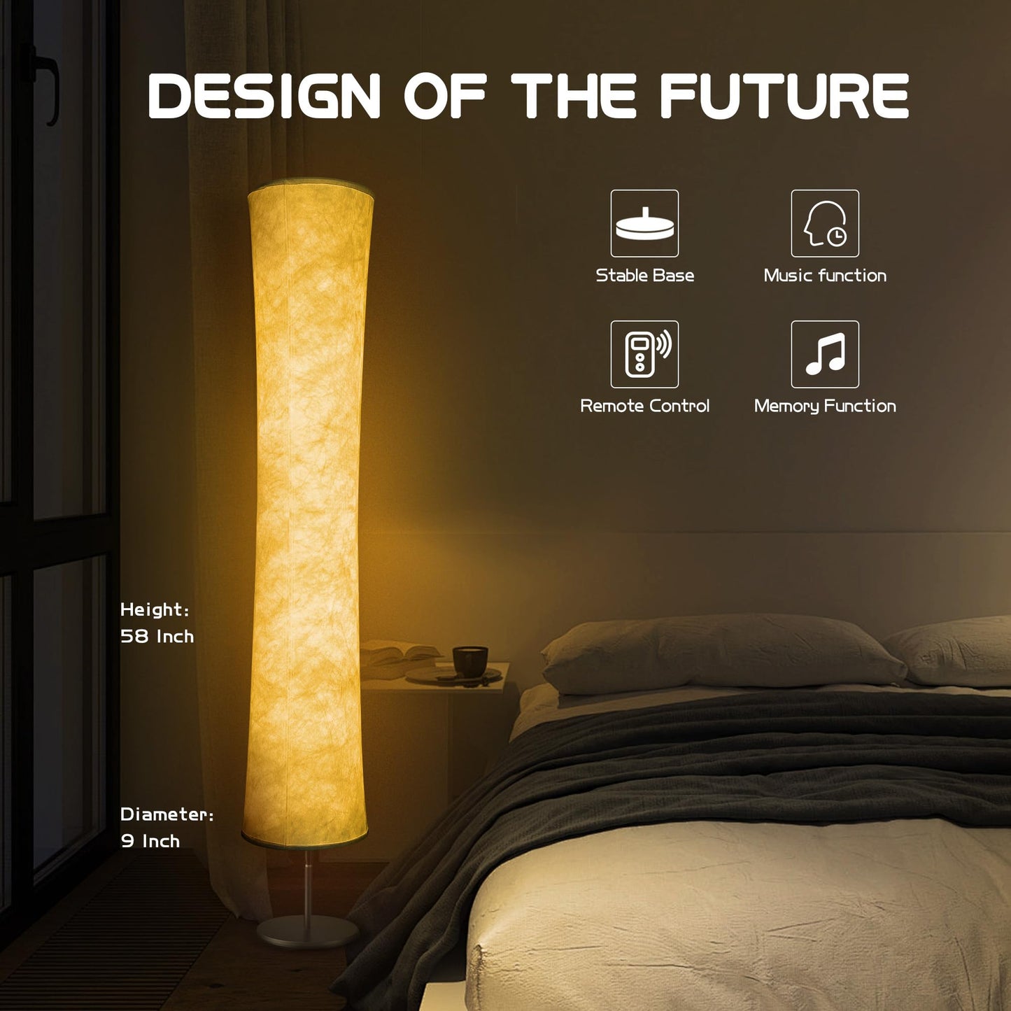 Torchlet RGB Color Changing Floor Lamp, Smart Lamp with DIY Mode, Fabric Shade, Round Design for Living Room and Bedroom