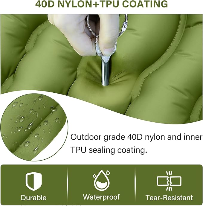 Yuzonc Camping Sleeping Pad, Ultralight Camping Mat with Pillow Built-in Foot Pump Inflatable Sleeping Pads Compact for Camping Backpacking Hiking Traveling Tent