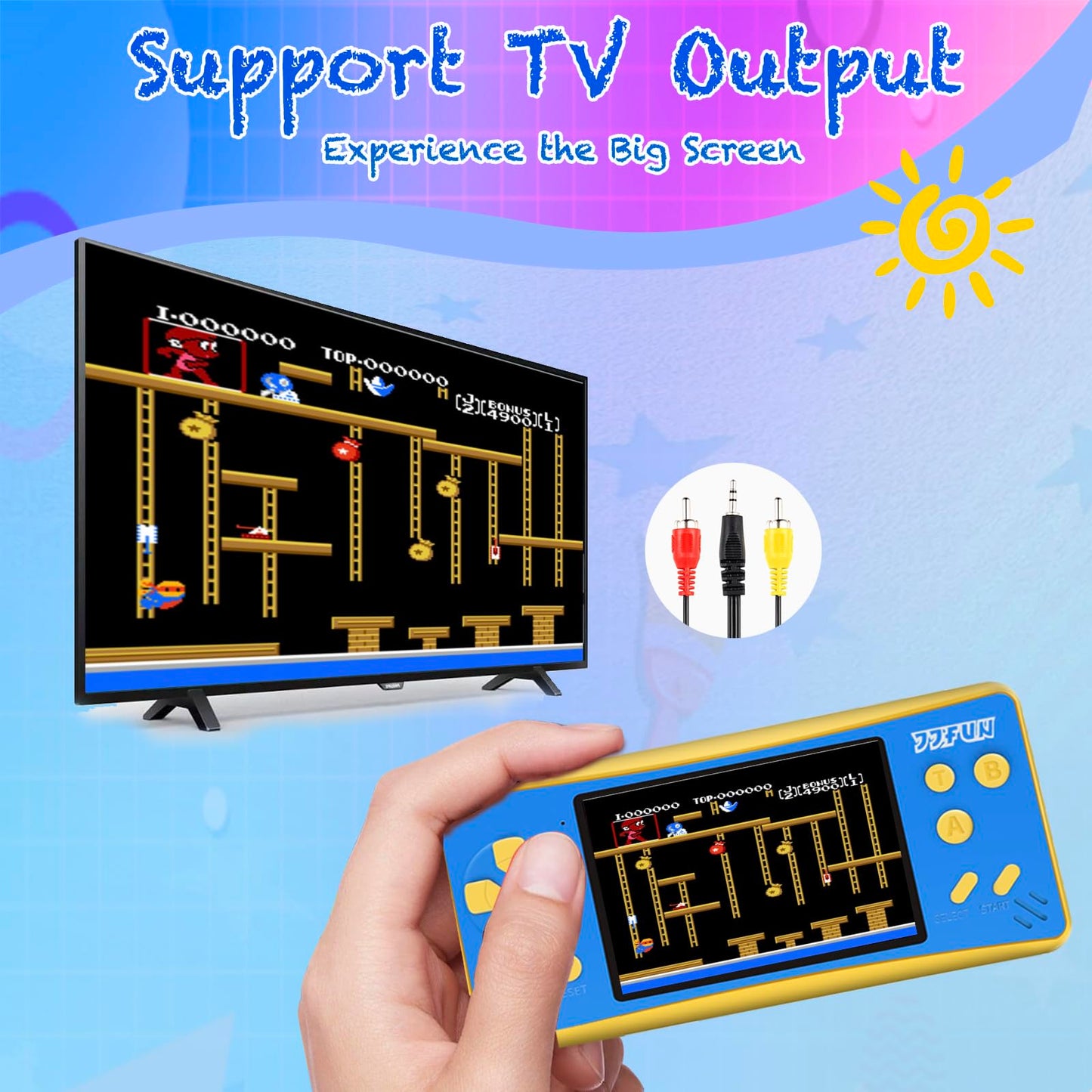 Handheld Games for Kids Ages 4-12, 168 Built-in Retro Video Games, Portable Gaming Player with 3.2" Screen, Rechargeable, TV Output, Travel Toy Gift for Boys Girls, Birthday Xmas Present – Blue