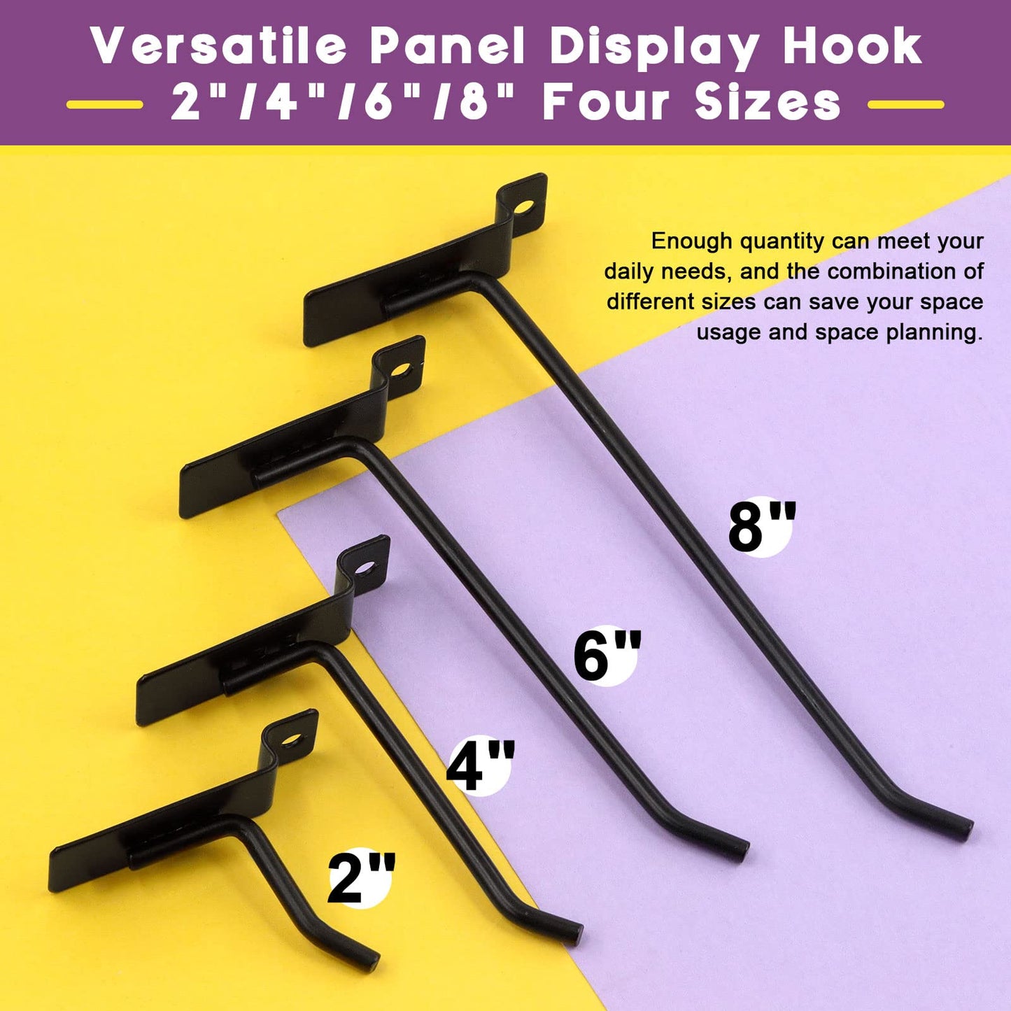 Swpeet 20Pcs 4 Inch Heavy Duty Slatwall Hooks Assortment Kit, Slatwall Accessories Slatwall Panel Hooks Garage Organization Slat Wall Hooks Pegboard Gridwall Hooks Display Hooks for Retail Black