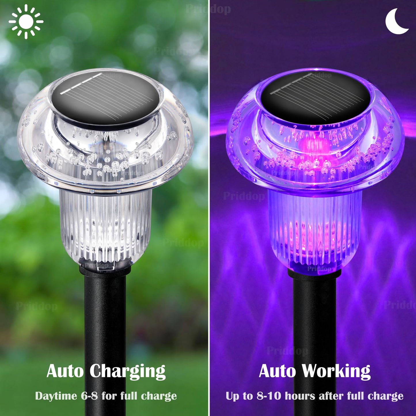 Priddop Solar Christmas Lights - 16 Pack Color Changing LED Mushroom Garden Lights - Waterproof - Multicolor