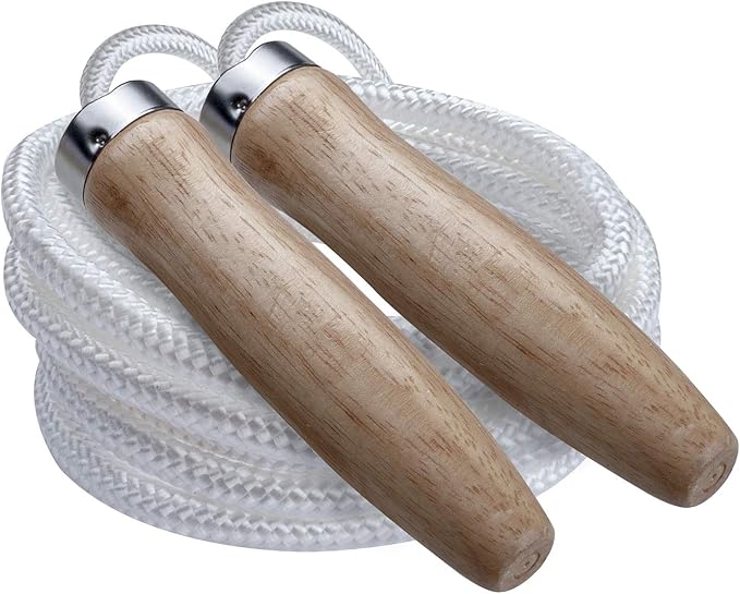 Champion Sports Heavyweight Nylon Ball Bearing Speed Jump Rope with Wood Handles, 8.5-Feet (Single)