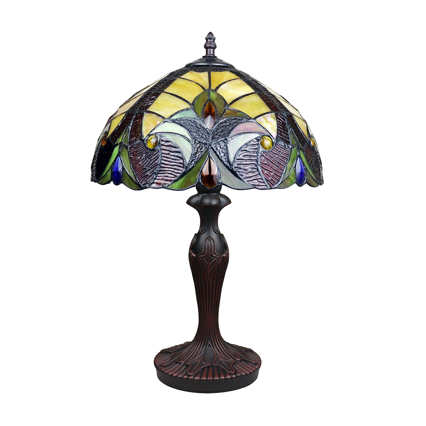 Chloe Lighting Adia Tiffany-Style Table Lamp 1-Light Dark Bronze 12in Shade Multicolor CH38632AV12-TL1