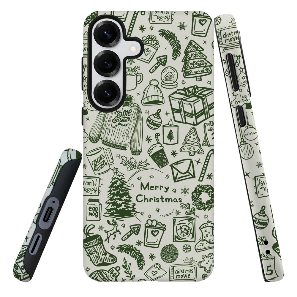 DJSOK Compatible with Samsung Galaxy S25 Plus,Frosted PC Anti-Scratch Shockproof Case - Christmas Green Hat Tree