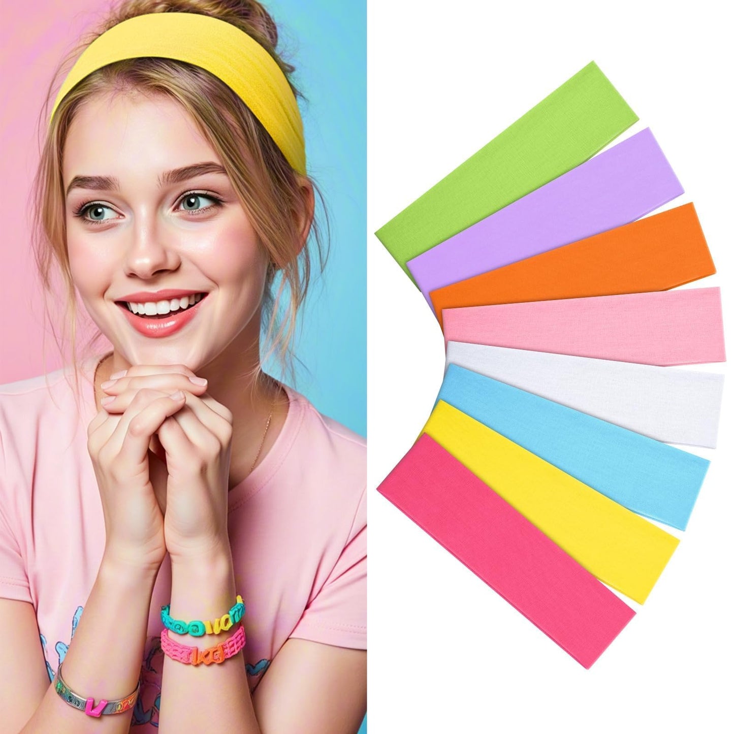 Stocking Stuffers for Teen Girls Women, 8Pcs Headbands for Women, Woman Gift for Her Neon Head Bands Hair Accessories Stretchy S