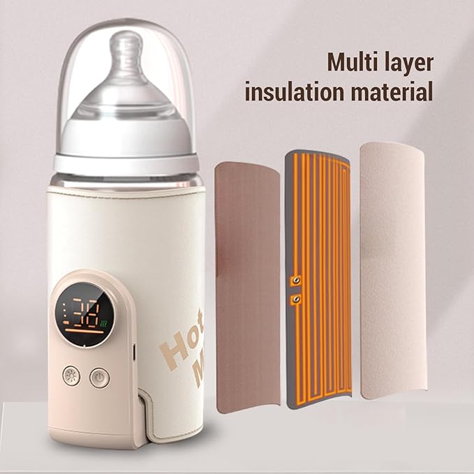 Cordless Baby Bottle Warmer, Portable Fast Baby Milk Warmer Breastmilk Warmer with Intelligent Temperature Adjustment for Home Travel Nighttime Feedings
