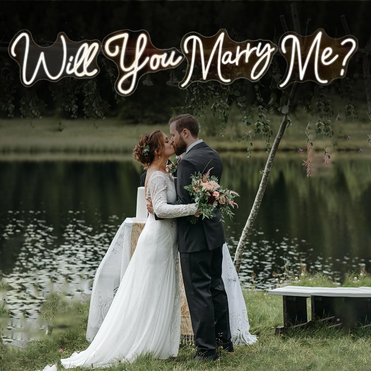 Goolsee Neon Sign for Wedding Proposal, Warm White LED, 72x11.4 Inch Acrylic Wall Decor
