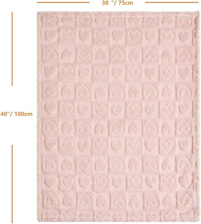 CREVENT 30"X40" Cozy Soft Warm Sherpa Baby Blanket for Girls Boys, Newborn Essentials for Infant, Baby Shower Receiving Gift - Pink Heart 75X100cm