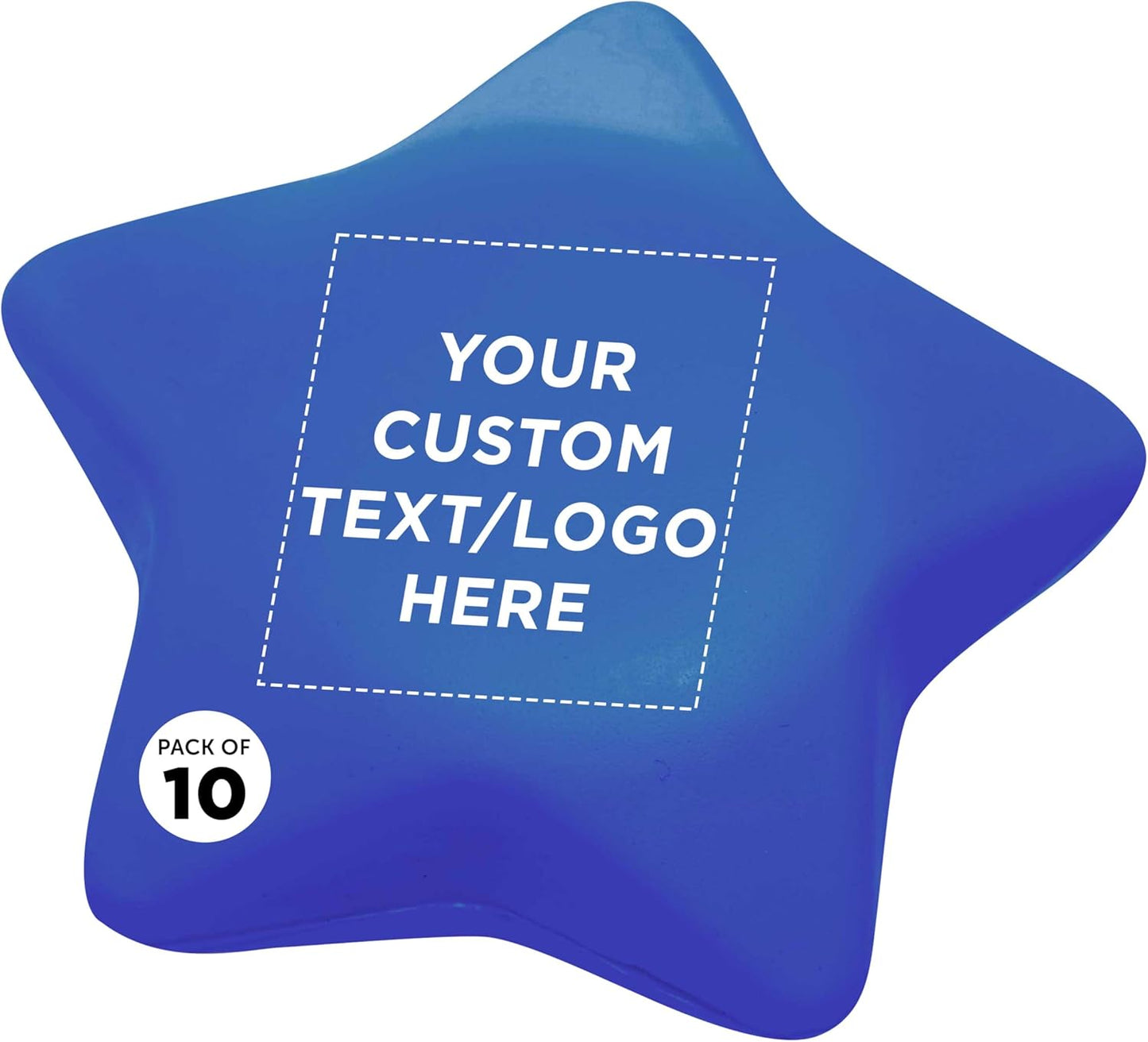 DISCOUNT PROMOS Custom Star Squeeze Balls Set of 10, Pesonalized Bulk Pack - Perfect for Promotional Giveaways - Blue