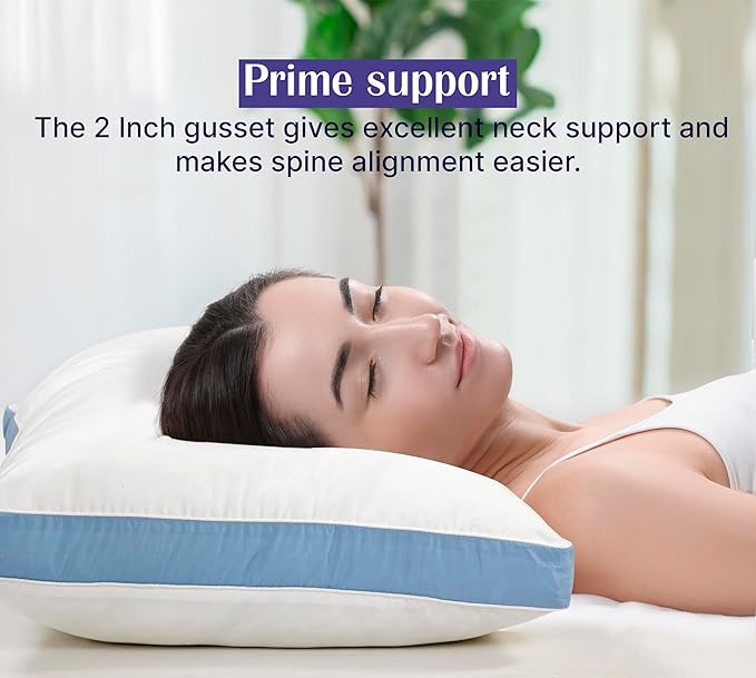 ROYALE LINENS Pillows King Size Set of 2 -Bed Pillows for Sleeping - Cooling Pillow for Back, Stomach or Side Sleepers - Down Alternative King Gusseted Pillows -Hotel Quality (20x40 Inches, Pack of 2)