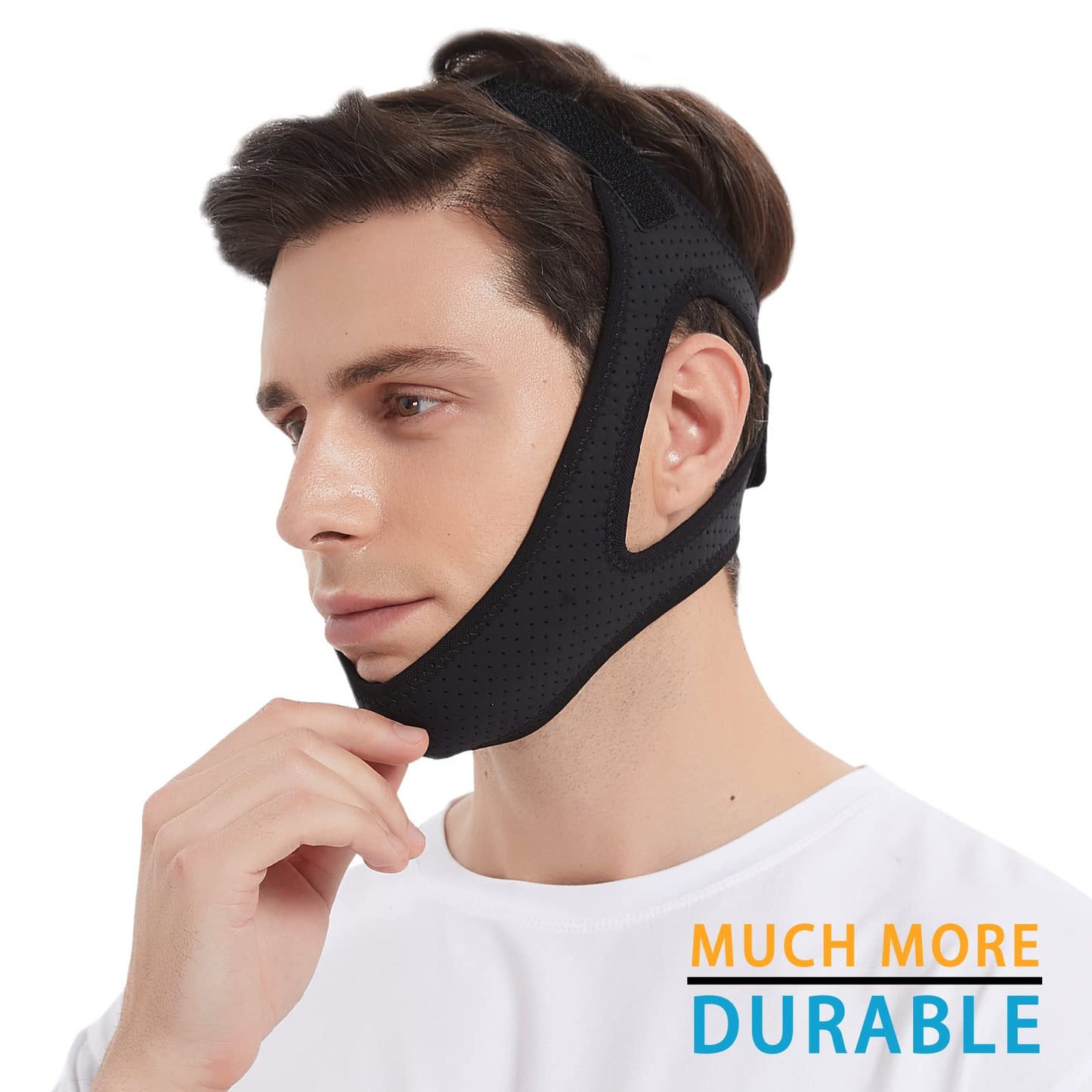 Piacico Chin Strap for Cpap Users - Adjustable Snore Stopping Device Face Mask Bandage Keeping Mouth Closed - Anti Snoring Sleep Aid Solution - Skin-Friendly Comfortable Sleeping (Blue)