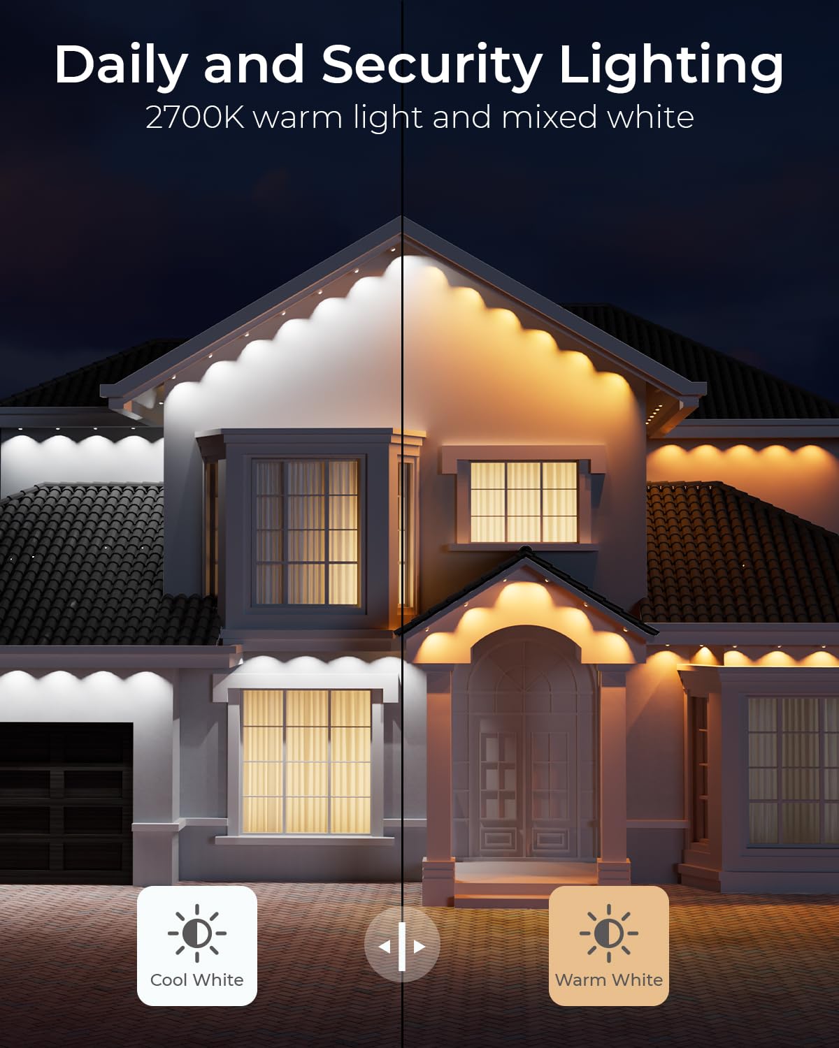 Cinoton Permanent Outdoor Lights Pro 200Ft  Smart Rgbcw Eaves Lights With 120 Leds  Ip67 Waterproof  111 Scene Modes For Daily And Festival  Halloween Christmas Holiday Decor  App/Voice/Remote Control