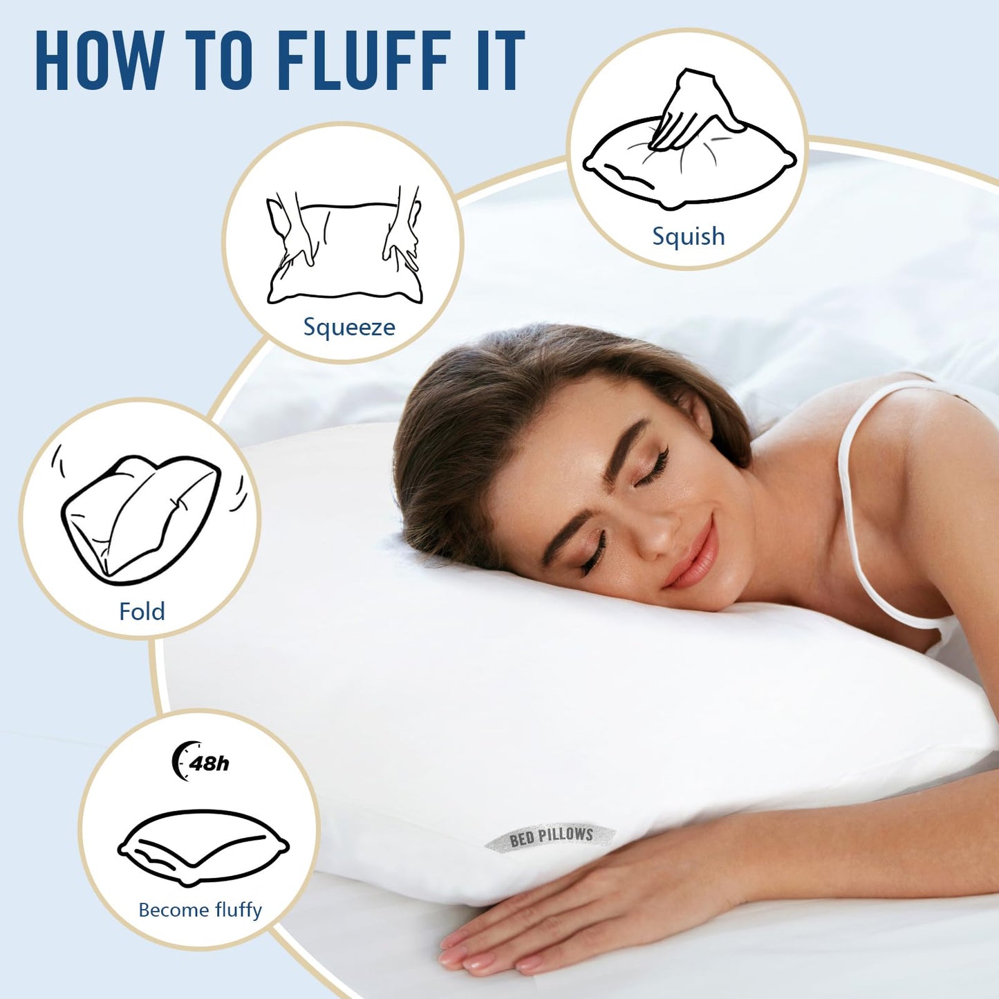 Luxury Hotel Pillows for Sleeping 2 Pack,Bed Pillows Standard Size Set of 2,Down Alternative Filling,Pillows for Back,Stomach and Side Sleepers