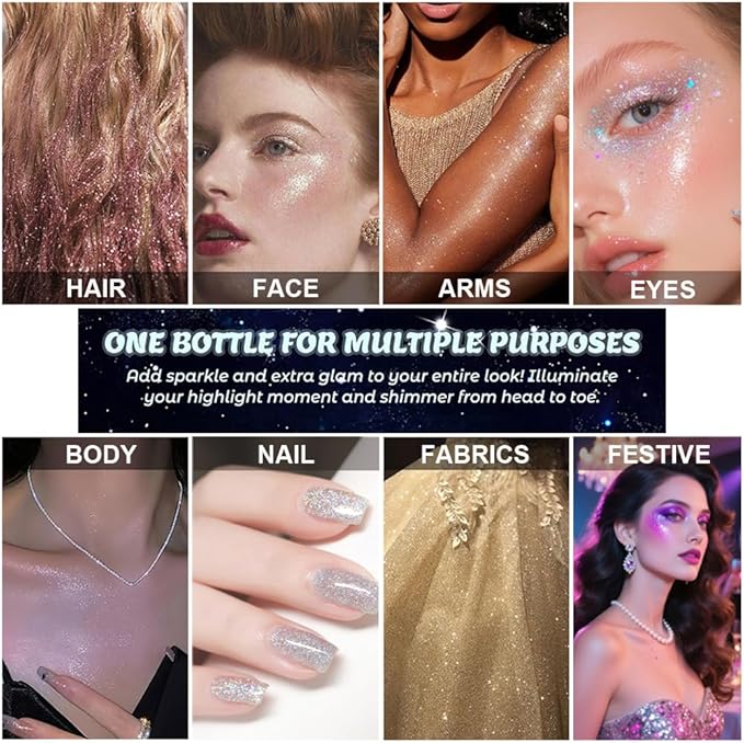 Rose Pink Glitter Spray for Face and Body, Rich Color Loose Shimmer Powder Long Lasting Sparkly Spray High Gloss Makeup for Women Rave Festival Prom Stage Wedding Party, #12