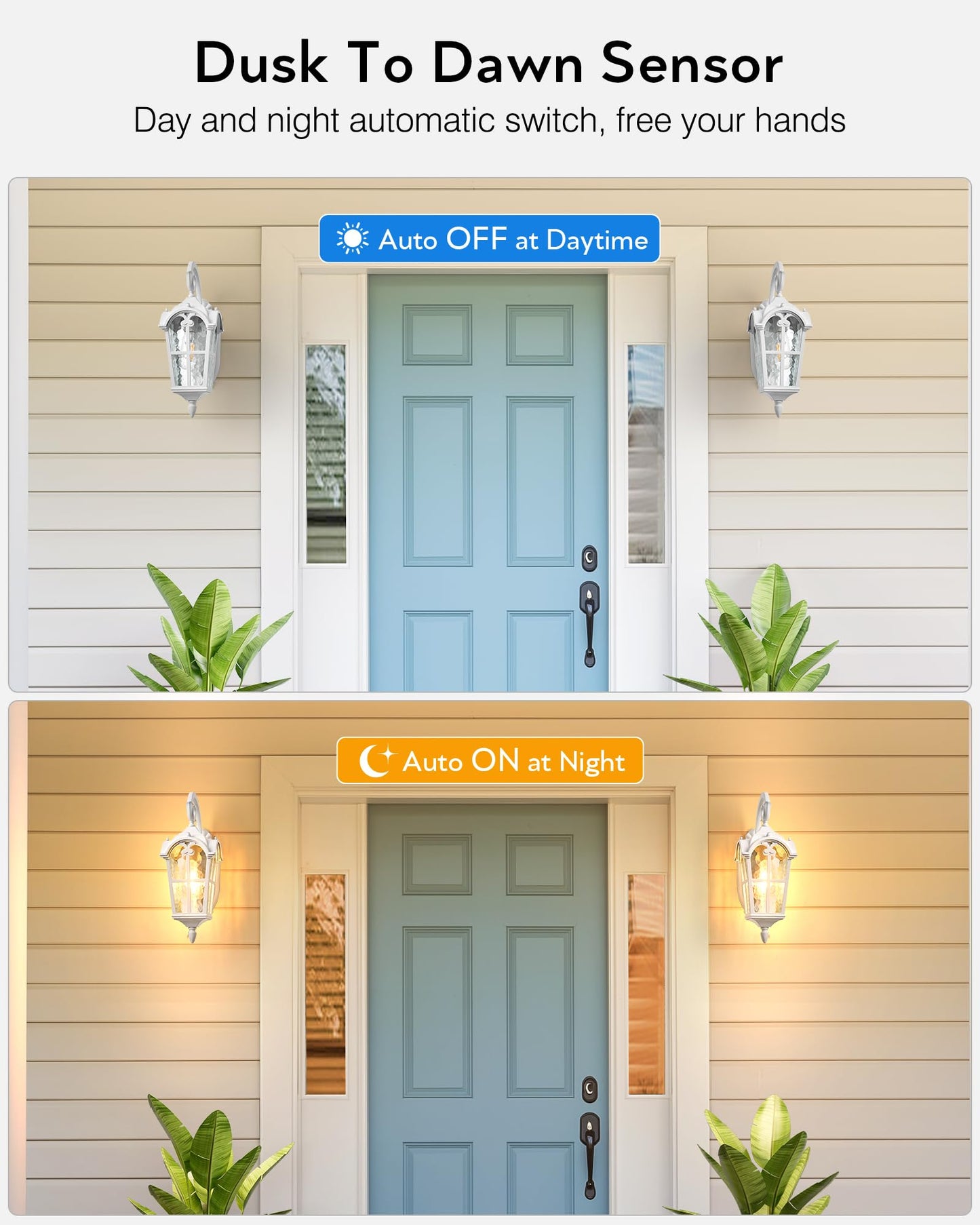 Vianis White Porch Lights Outdoor  Outside Dusk To Dawn Light Fixtures Wall Mount  Exterior Lighting For House With Ripple Glass  Lantern Fixture For Patio Garage Front Coach  Anti-Rust Waterproof