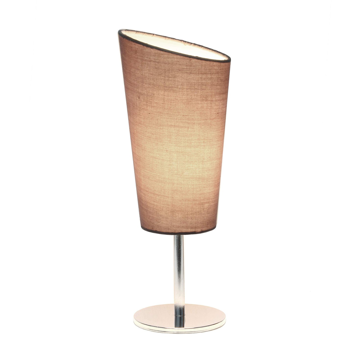 Simple Designs Lt2061-Gry Mini Table Lamp, Gray Fabric Shade, Metal, 4.75X4.75X12.6