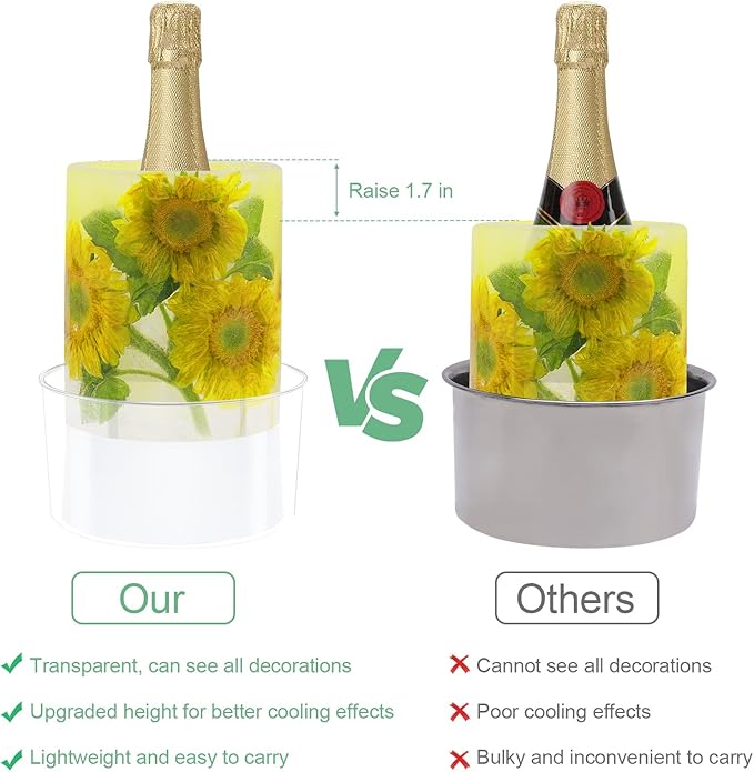 Wine Chiller Ice Mold, Acrylic DIY Ice Bucket Mold for Wine Champagne Whisky Beer Cocktail Beverage Cooling and Wedding Birthday Christmas Halloween Easter Party Any Theme or Holiday,1 Pack