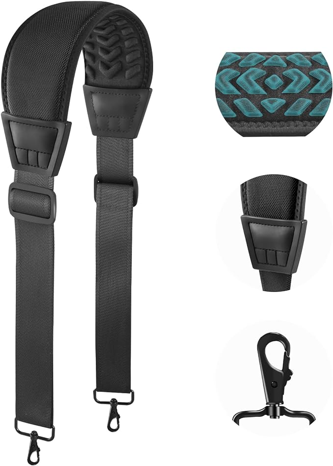 FIEIL 3D Air Cushion Ultra Comfortable Bag Strap, 67" Thicken Shoulder Strap with Double Adjustable Buckles and Metal Hook...