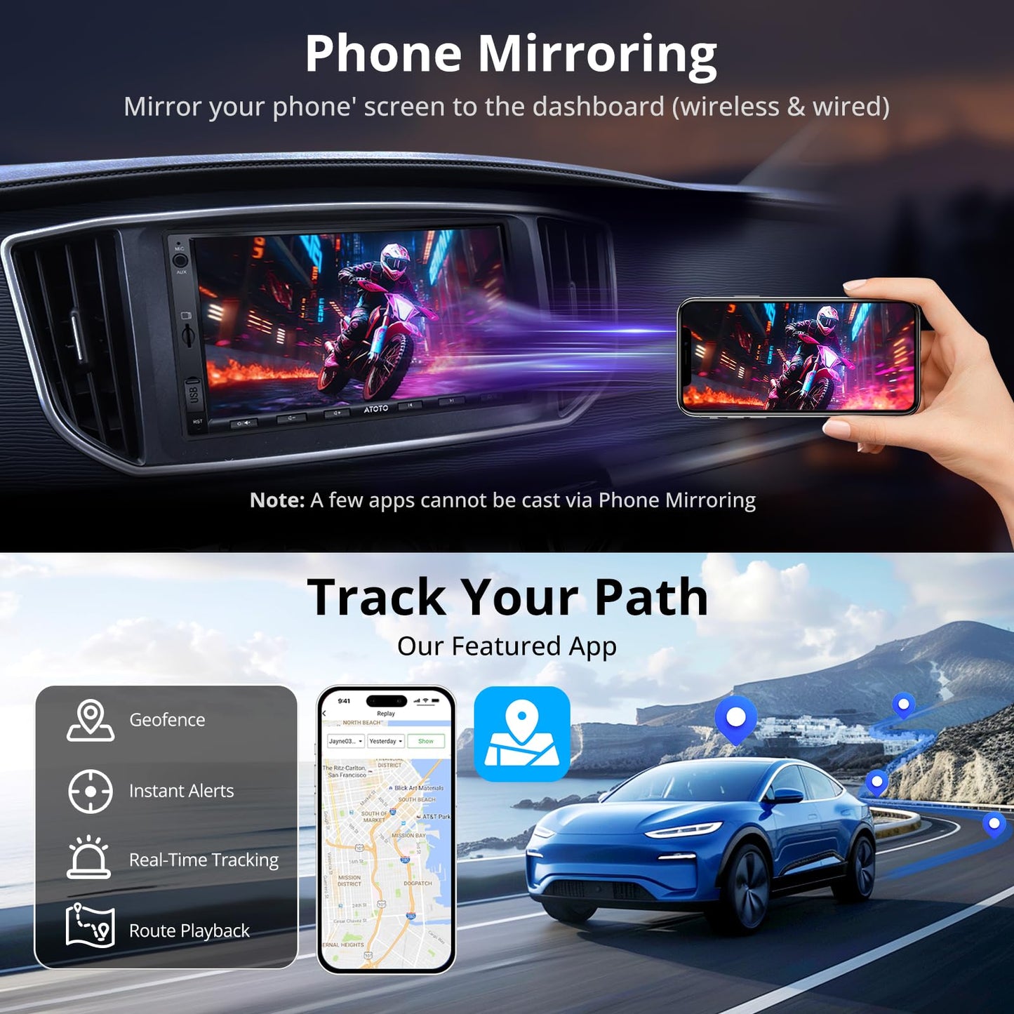 ATOTO A5L 7inch Android Double DIN Car Stereo, Wireless CarPlay&Android Auto Touch Screen, Wi-Fi/BT/USB Tethering, 2G+32G Car Radio Bluetooth, 24B-EQ DSP, MirrorLink, GPS/SWC/FM/AM,AI Chat, A5LG2A7T