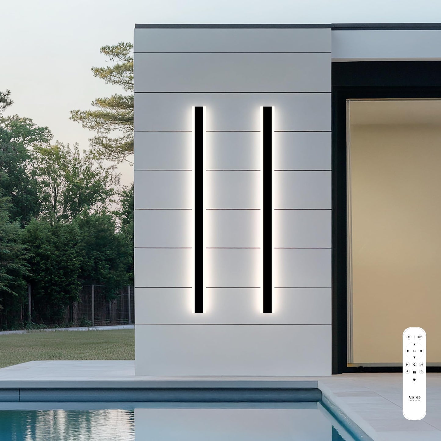 ?????? ???????????????? Haylen | Waterproof Outdoor Wall Light  Led Dimmable With Remote 3000K-6000K  Long Outdoor Porch Lights  Wired Lighting Fixture  Patio Exterior Wall Sconce  2-Pack (Black  47)