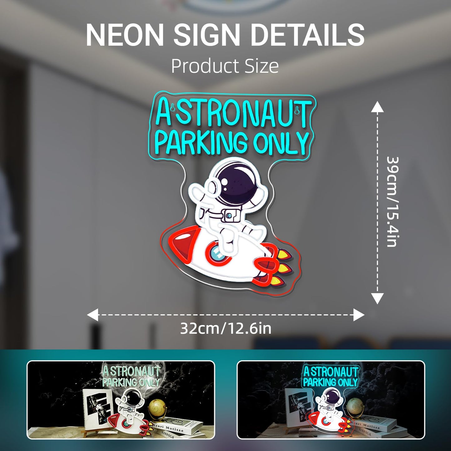 Astronauts Neon Sign Rocket Neon Signs Space Led Lights Wall Decor Astronaut Led Light For Game Room Man Cave Bedroom Kids Room Decoration Great Gift For Astronomy Lovers