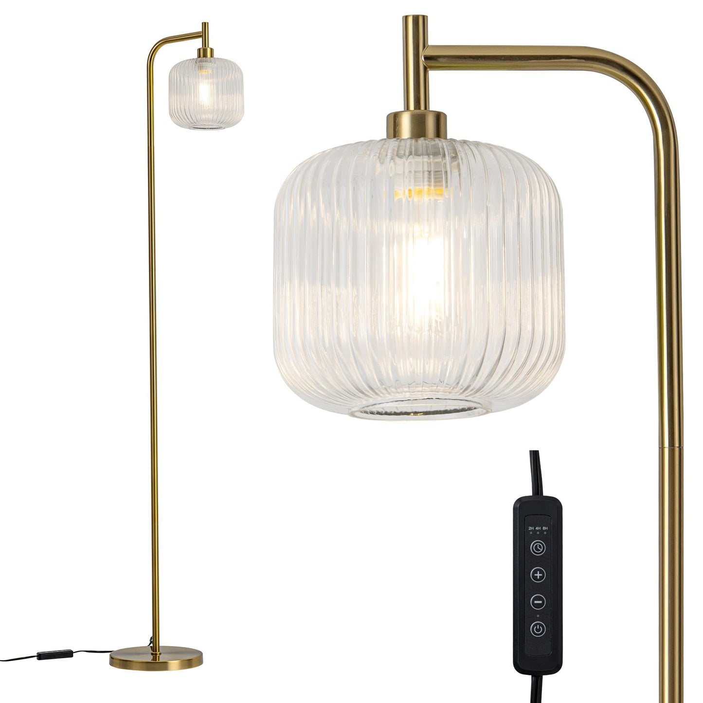 MAYNA Glass Floor Lamp, Modern 67-Inch Tall with Remote Control, Transparent Glass Shade, Suitable for Living Room and Bedroom